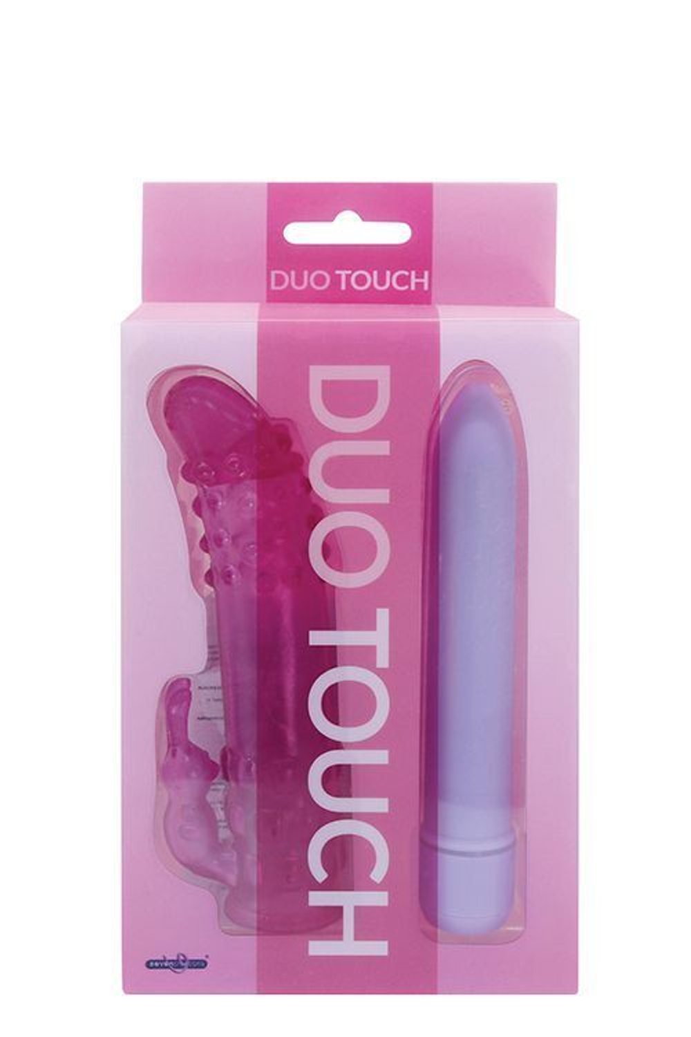 Фиолетовый классический вибратор с эластичной насадкой DUO TOUCH (Цвет: фиолетовый)