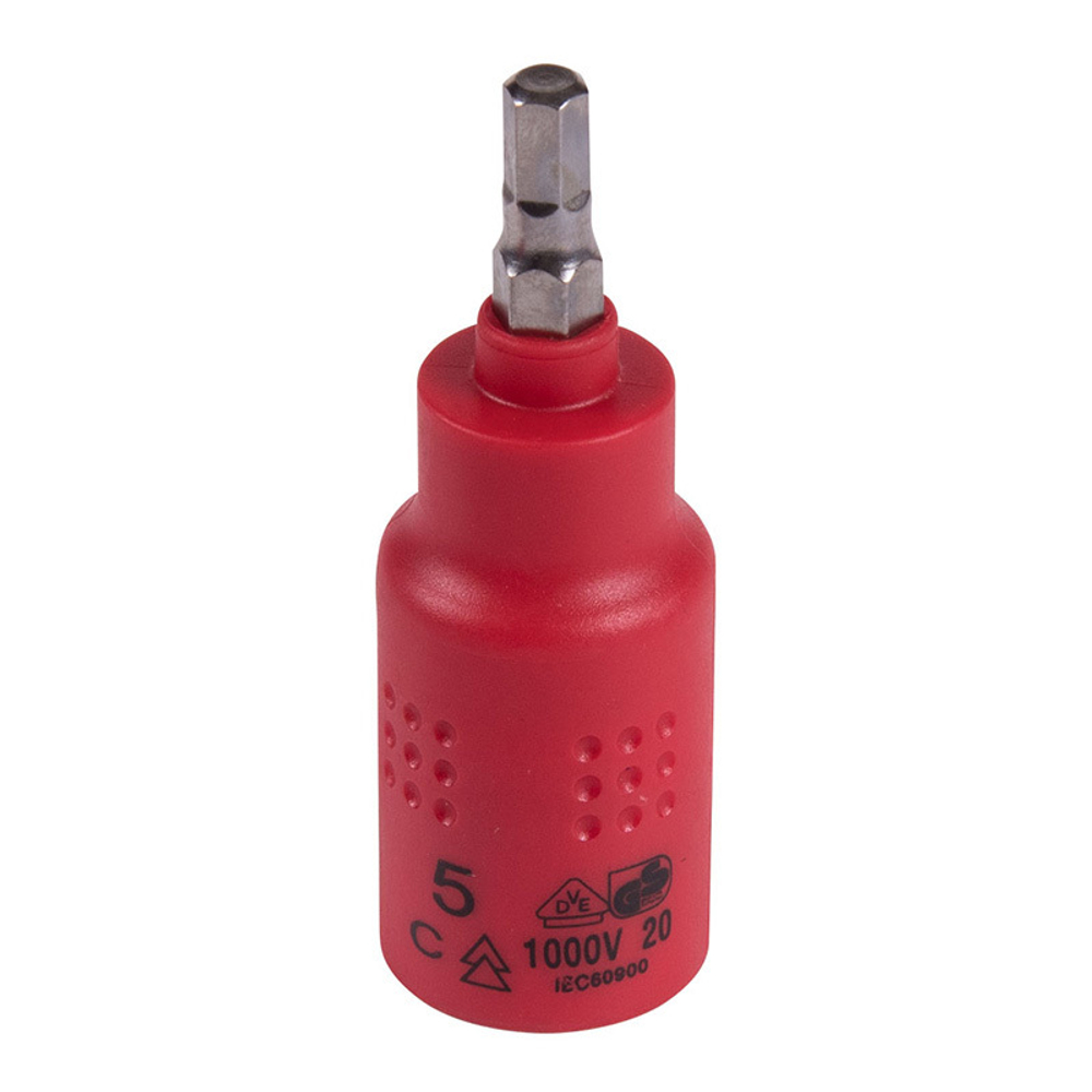 KING TONY (3025VE05) Насадка (бита) торцевая диэлектрическая 3/8", HEX, 5 мм, L = 65 мм