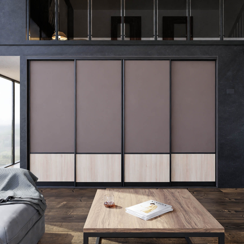 Дверь-купе ARISTO С, ЛДСП EGGER, профиль черный матовый 2