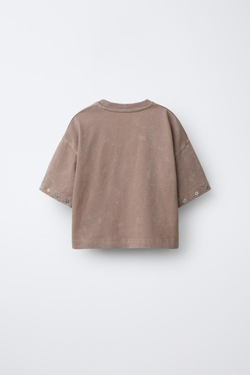 ZARA ФУТБОЛКА СО СВЕРКАЮЩИМИ ЗВЕЗДАМИ, ЗЕМЛЯНОЙ