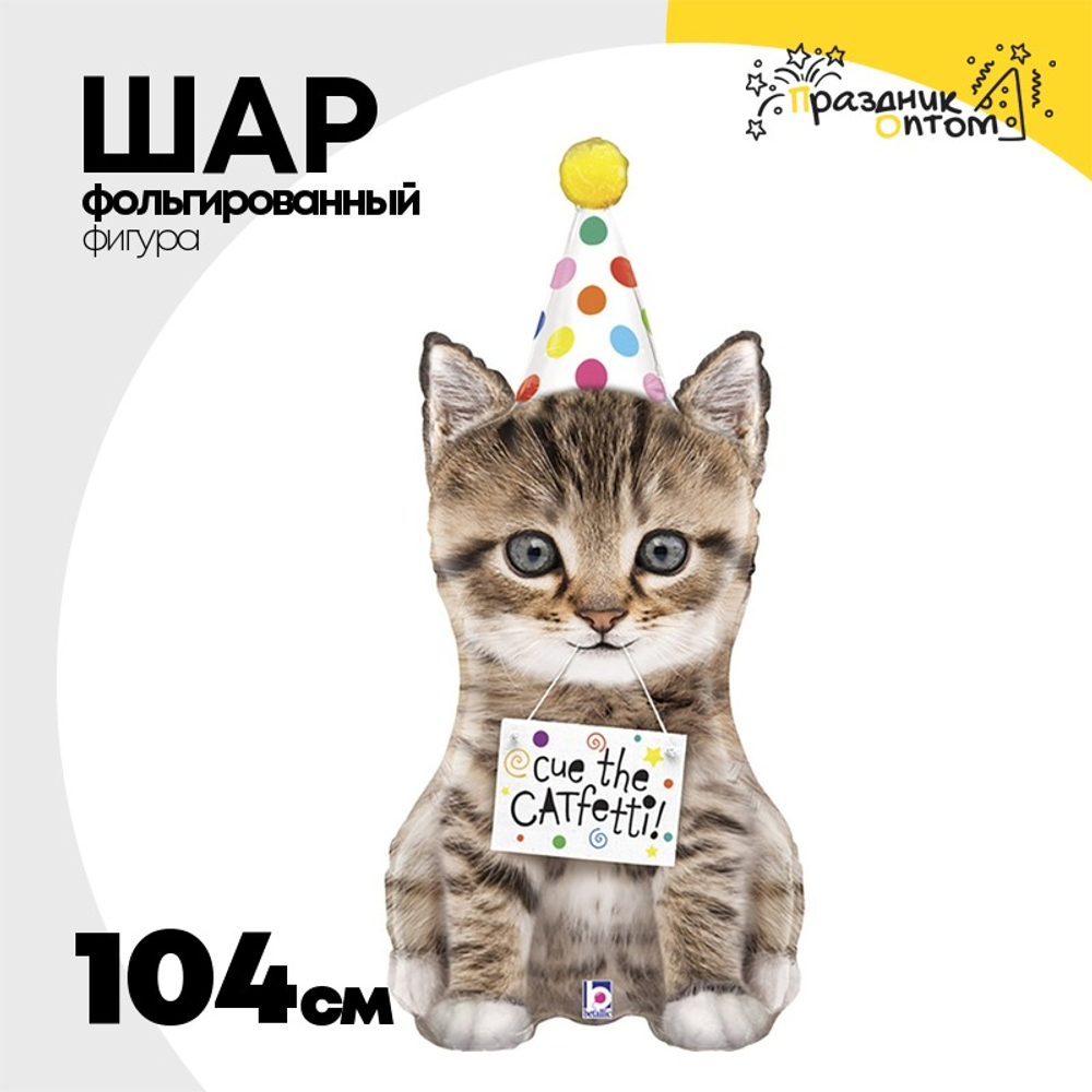 Шар Фольгированный Котёнок в колпаке (Ассорти)