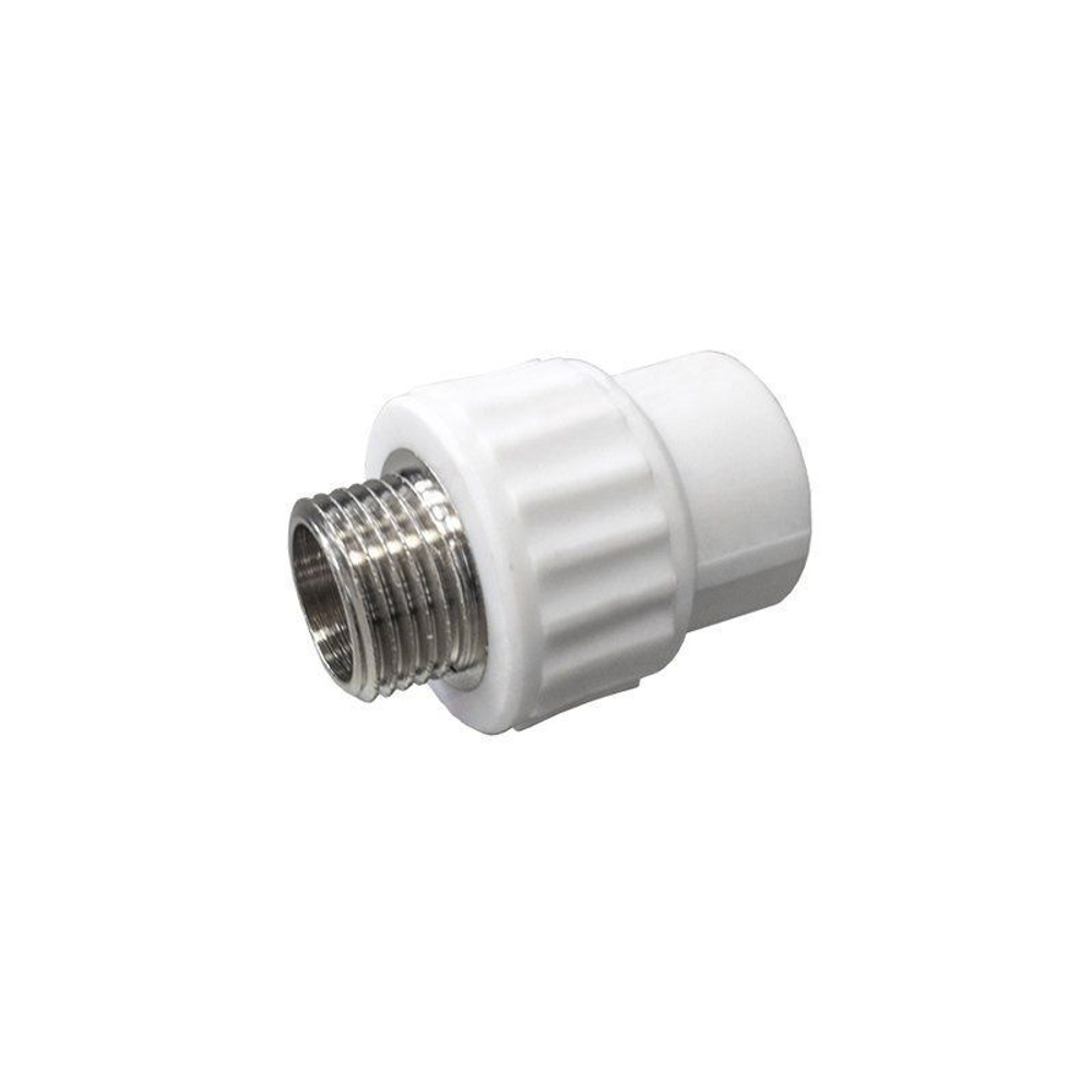 Муфта комбинированная ПП 20-1/2'' PN 25, с наружной резьбой, белая, Valfex Pro