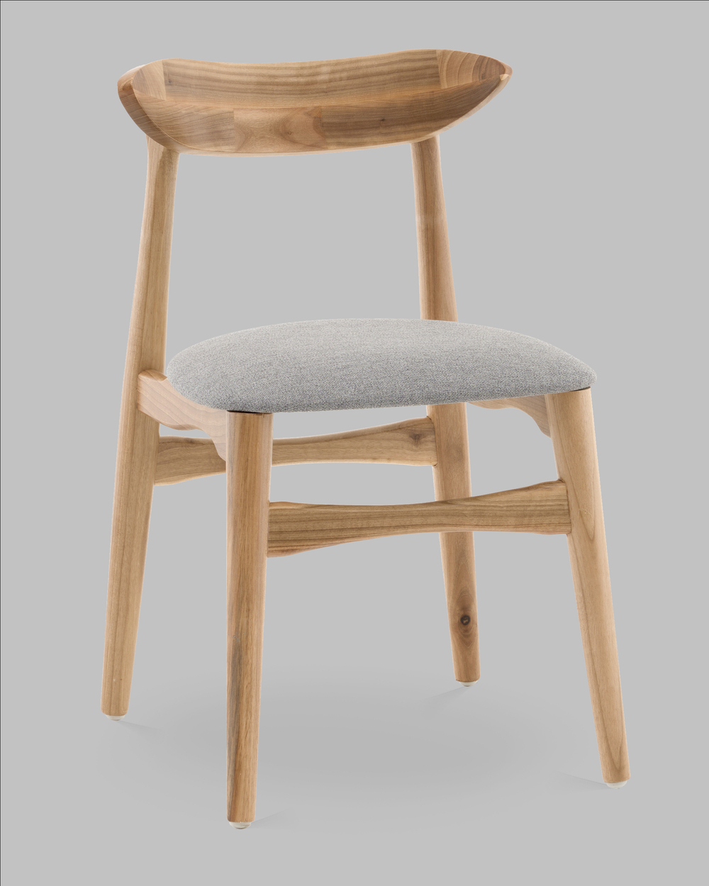 Стул Вудсимпл каркас дерево цвет натуральный орех рогожка серый