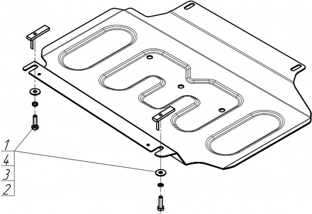 Защита картера двигателя, переднего дифференциала. 2 мм, Сталь. для Nissan Pathfinder 2005-2010, Motodor.71403