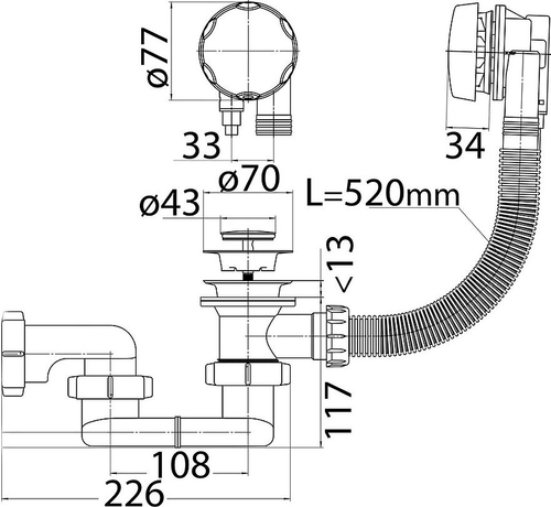 Слив-перелив Cezares CZR-STP1-01 полуавтомат Хром