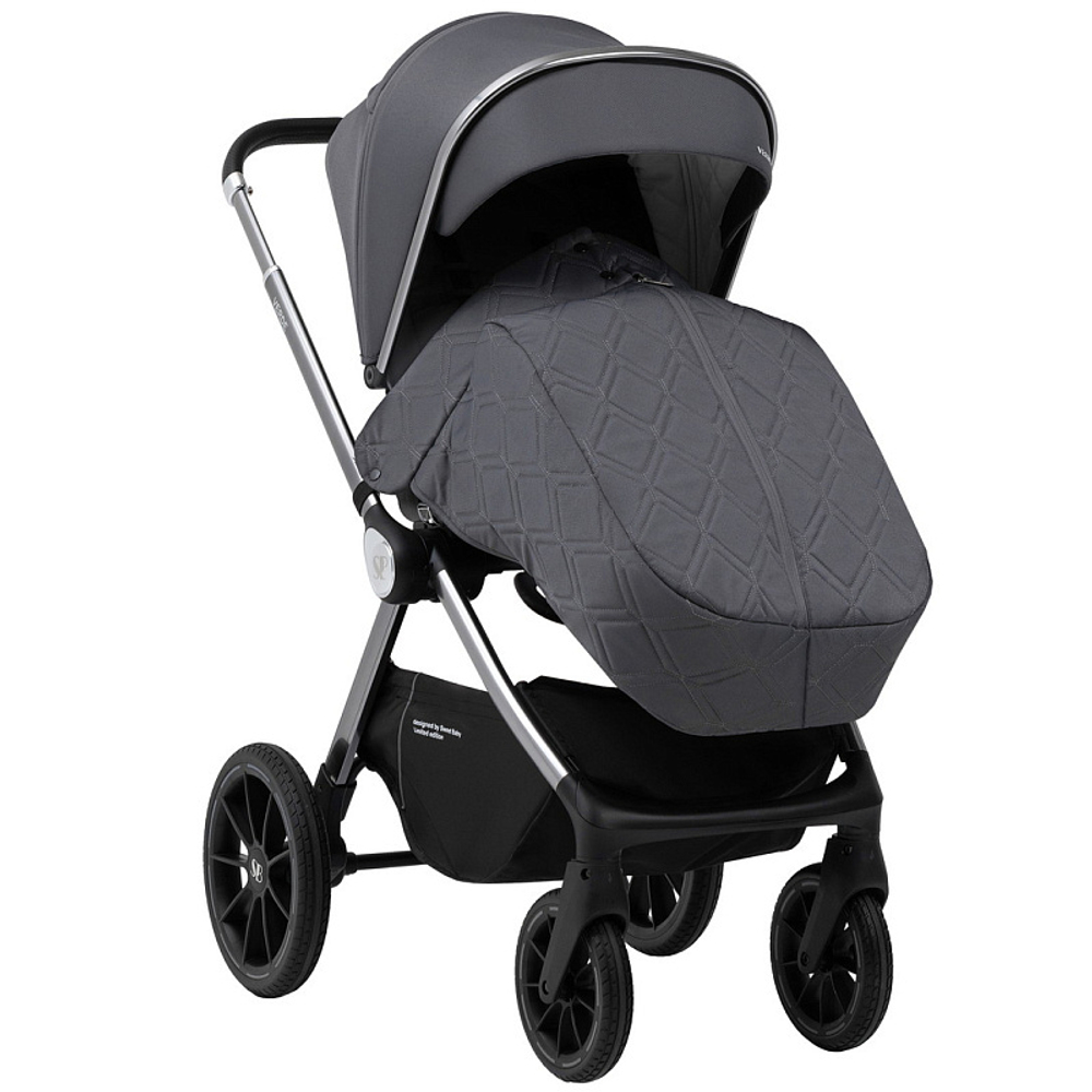Детская коляска Sweet Baby Verde Silver 3 в 1 Dark Grey