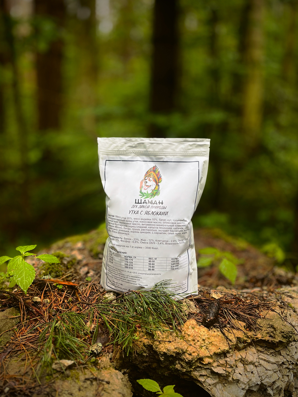 Сухой корм SHAMAN "Дух дикой природы" Утка с яблоками 1 кг; мелкая гранула; для взрослых собак; Класс Холистик