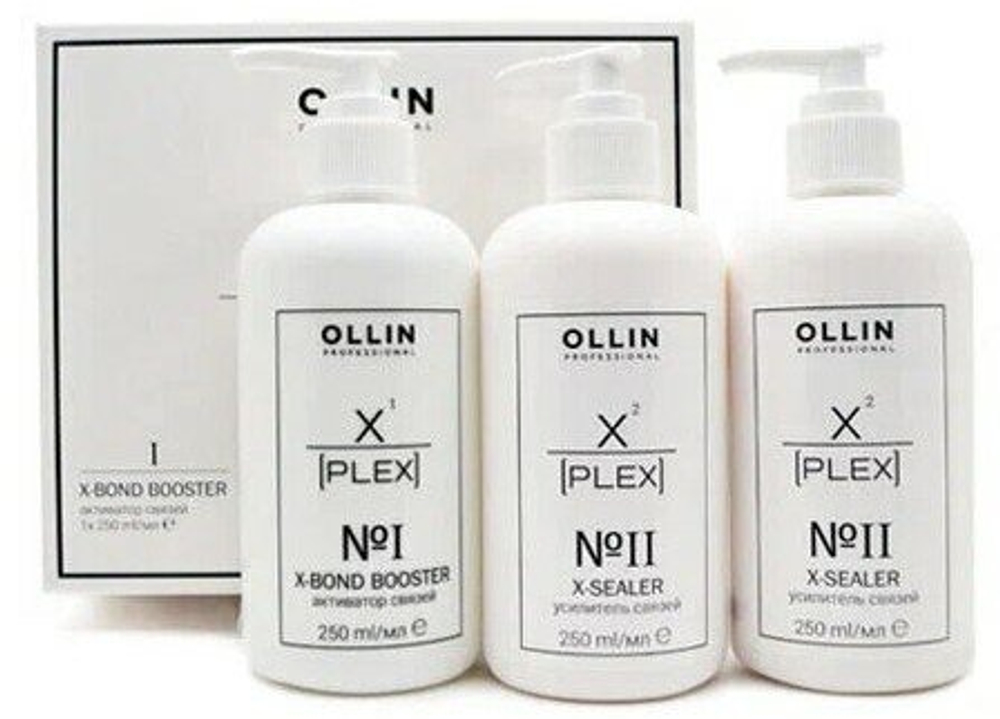 OLLIN X-PLEX НАБОР (№1 X-Bond Booster Активатор связей 250мл; №2 X-Sealer Усилитель связей 2х250мл)