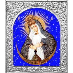 Виленская Остробрамская икона Божьей Матери в серебряном окладе карманная.