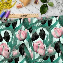 Ткань премиум шифон чередующиеся тюльпаны