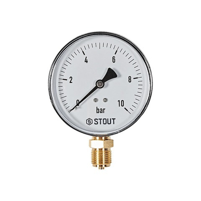 Манометр радиальный STOUT - 1/2" (D100 мм, шкала 0-10 бар)