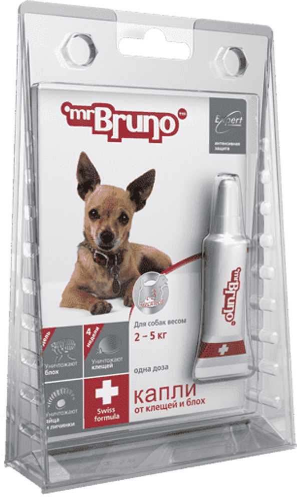 Mr.Bruno Плюс (фипронил) капли 0.5мл от клещей и блох д/собак 2-5кг