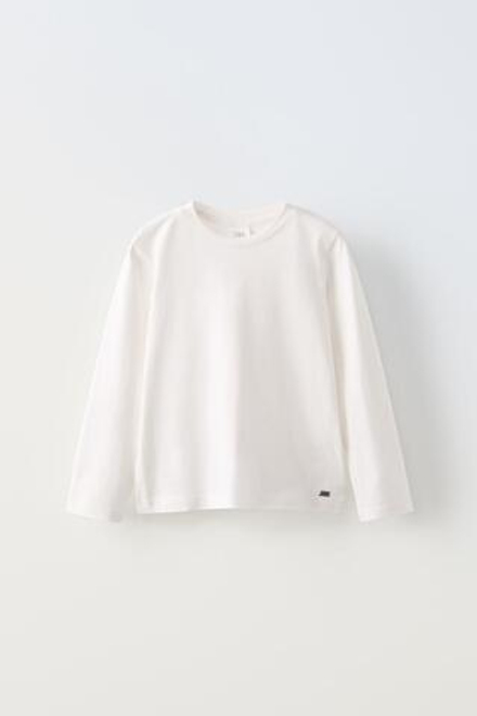 ZARA ОДНОТОННАЯ ФУТБОЛКА, БЕЛЫЙ