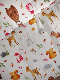 Простынь на резинке перкаль Сказка "Лесные жители" 90x200 см