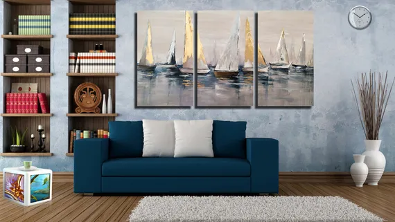 Модульная картина "Золотые парусники"