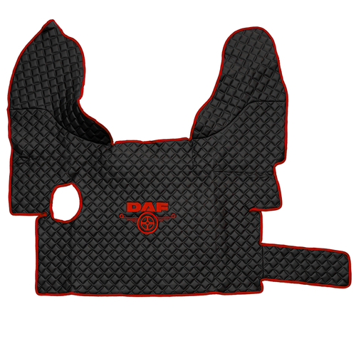 Ковры Daf XF-105 с 2006 года (механика) (экокожа, черный, красный кант, красная вышивка)