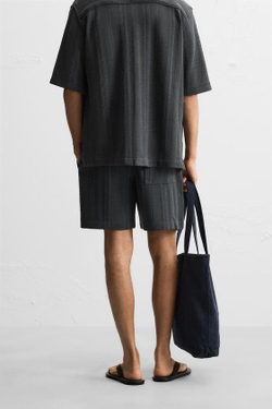 ZARA ШОРТЫ ИЗ ЖАККАРДОВОЙ ТКАНИ, АНТРАЦИТОВО-СЕРЫЙ