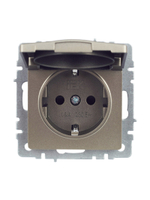 BRITE Розетка 1-местная с заземлением с защитными шторками и крышкой 16А IP44 РСбш10-3-44-БрШ шампань IEK