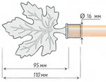 Наконечники "Клен" кованых карнизов для штор d16 мм, цвет антик