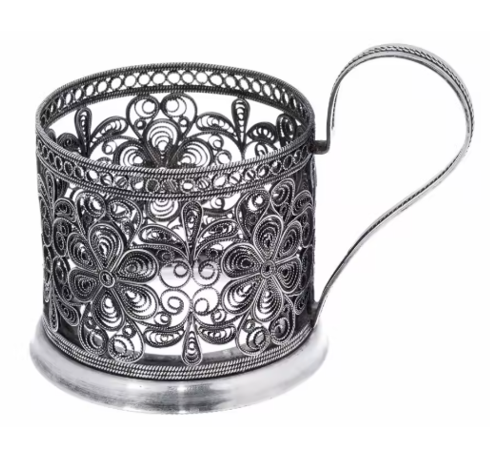 Подстаканник в технике "скань", металл, СССР, 1970-1990 гг.