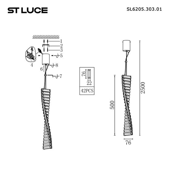 SL6205.303.01 Светильник подвесной ST-Luce Латунь/Прозрачный LED 1*11W 4000K ELICA