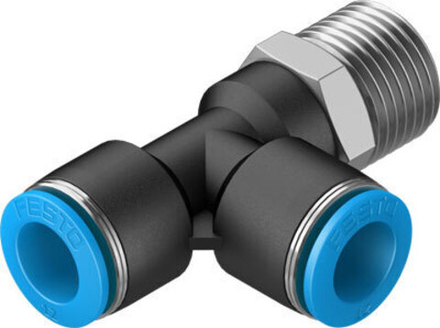 QSTL-1/2-12 Тройник с цанговым зажимом и резьбой