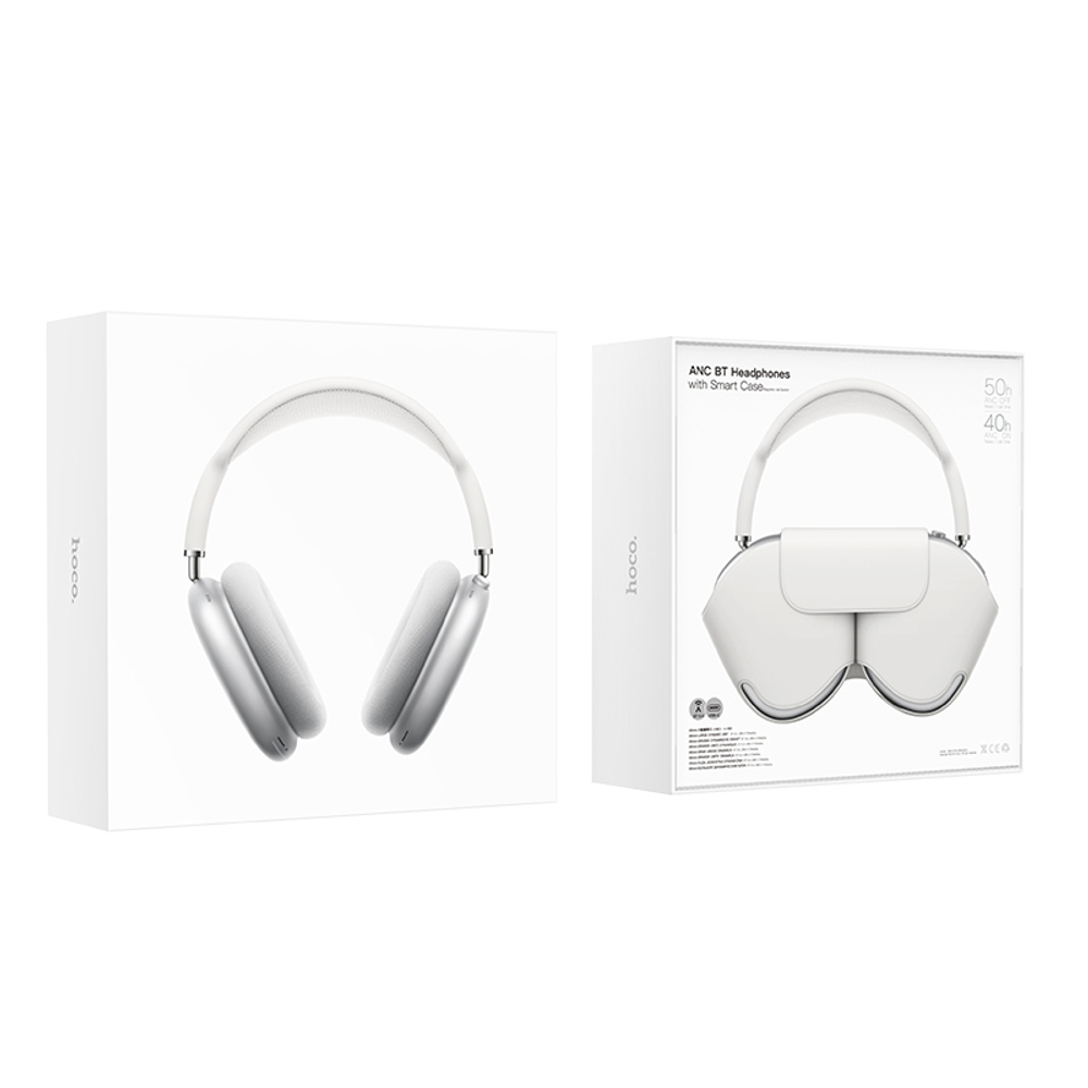Полноразмерные Bluetooth наушники HOCO W58 ANC (серебро)