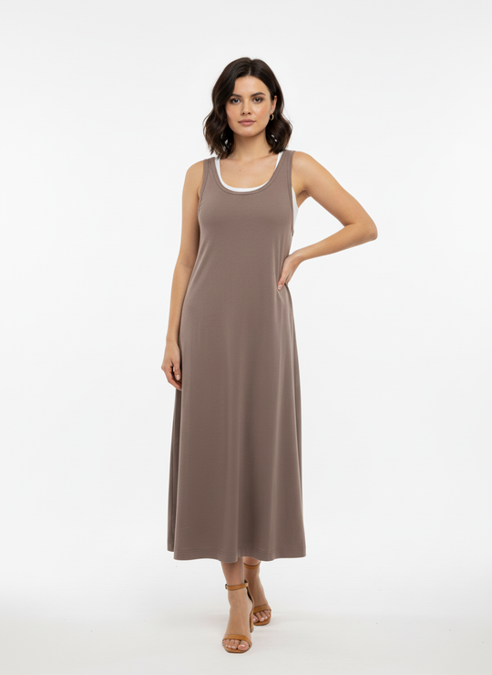 Платье Ритм, цвет мокко/белый