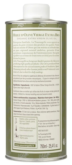 Оливковое масло, 750 ml, Extra Virgin, первого холодного отжима, нерафинированное, La Tourangelle