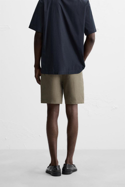 ZARA ШОРТЫ ИЗ 100% ЛЬНА, СВЕТЛЫЙ ХАКИ