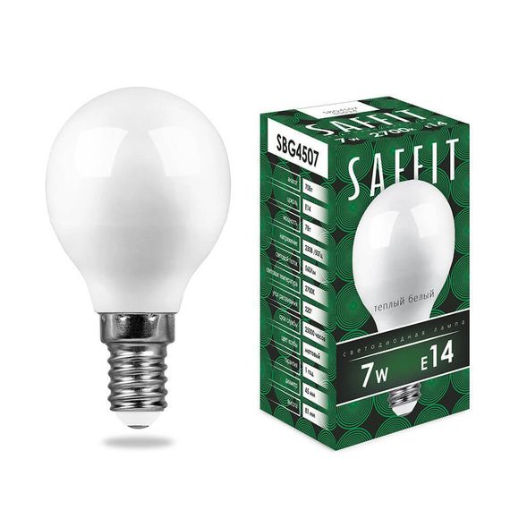 Лампа светодиодная Saffit E14 7W 2700K матовая SBG4507 55034