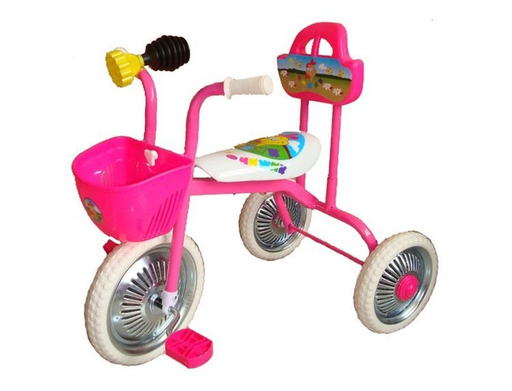 Велосипед 3-х колесный ЧИЖИК, розовый,  с клаксоном