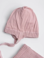 Шапка и снуд для девочки с ушками на завязках