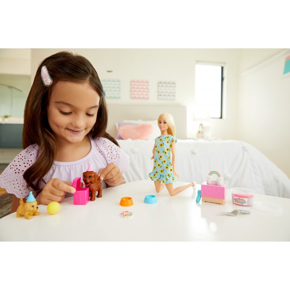 Кукла Barbie Puppy Party Set Кукла и пластиковая масса GXV75
