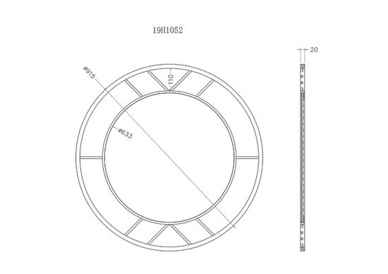 KFG082 Зеркало круглое в металл. раме цвет золото d91,5см