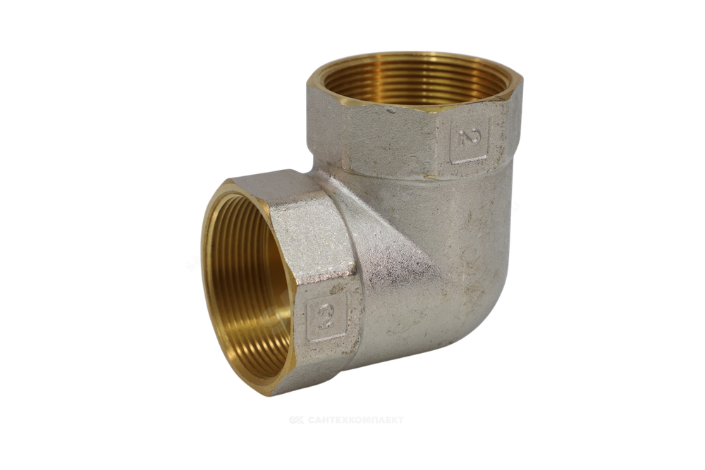 Угольник латунь никель Ду 20 (3/4") ВР/ВР 9001 ГОСТ 32585-2013 Aquasfera 9001-02
