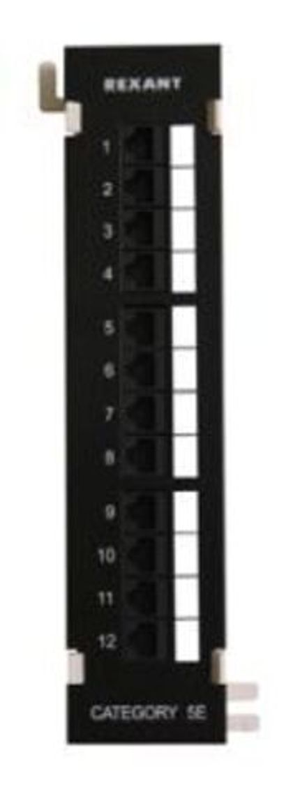 Rexant Патч-панель настенная, 12 портов RJ-45, категория 5е, UTP неэкранированная, черная