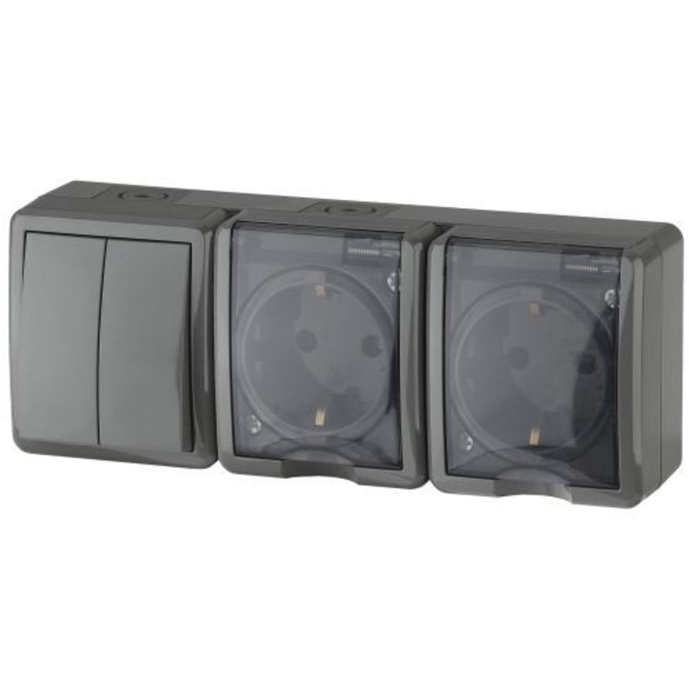 Блок ОП 2 розетки+выключатель 2-кл. 11-7404-03 16АХ(10AX)-250В IP54 Эксперт сер. ЭРА Б0027676