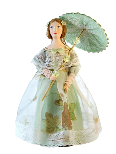 Кукла коллекционная Барышня в летнем платье с зонтиком 19 века