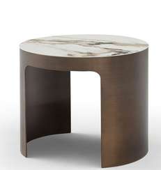 Стол журнальный Como M, Ø60х52 см, керамогранит Calacatta Macchia