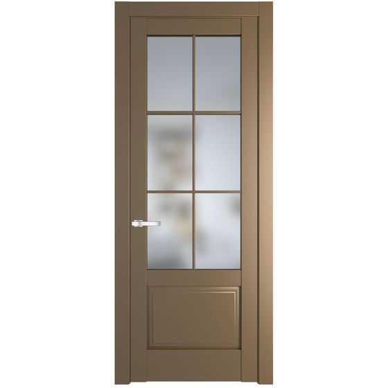 Межкомнатная дверь эмаль Profil Doors 4.2.2 (р.6) PD перламутр золото стекло матовое