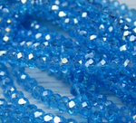 БП016ДС34 Хрустальные бусины "рондель", цвет: ярко-голубой AB прозрачный, 3х4 мм, кол-во: 95-100 шт.