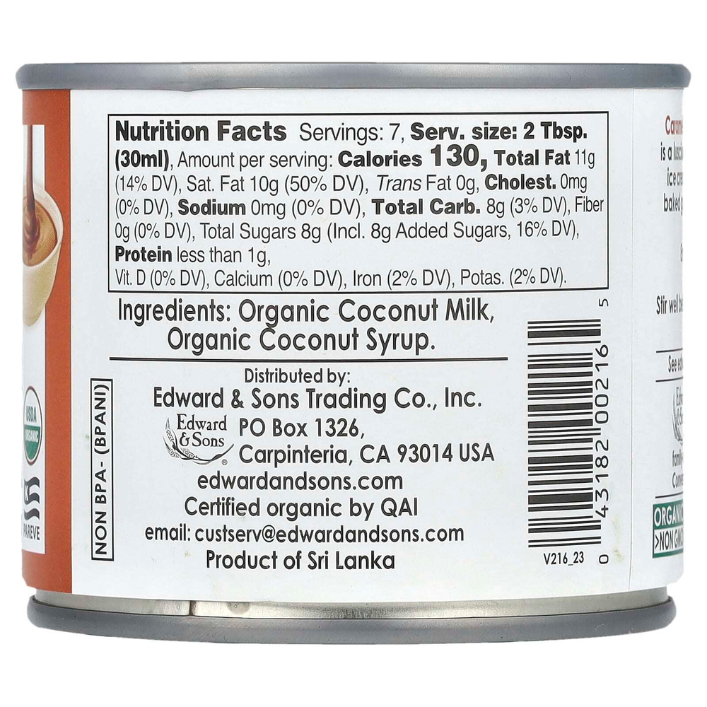 Edward & Sons, Let's Do Organic®, сгущённое кокосовое молоко с сахаром, карамель, 210 г (7,4 унции)