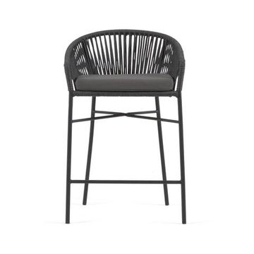 Веревочный полубарный стул Yanet черного цвета 65 см