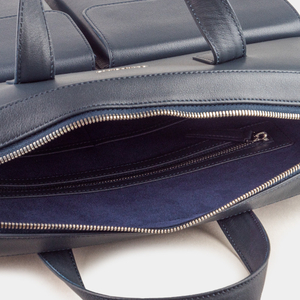 Сумка для ноутбука и документов Bocage Business из гладкой кожи теленка, синего цвета