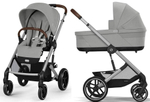 Коляска Cybex Balios S Lux SLV complete Aton B2 Dynamic Red 3 в 1 Stone Grey с дождевиками