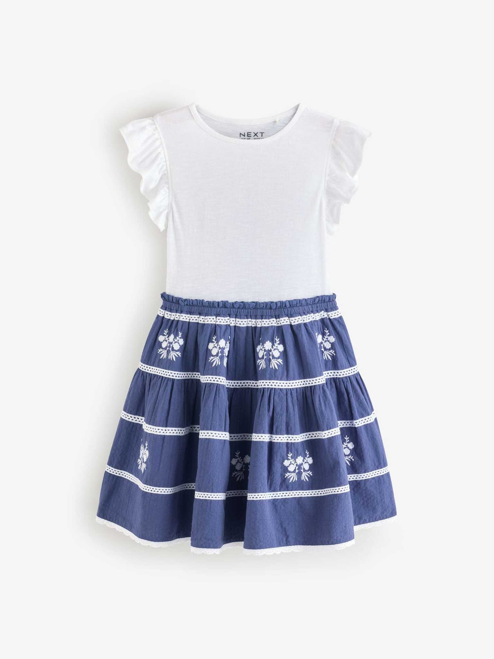 Платье для девочки Next E45-373, Белый, Синий