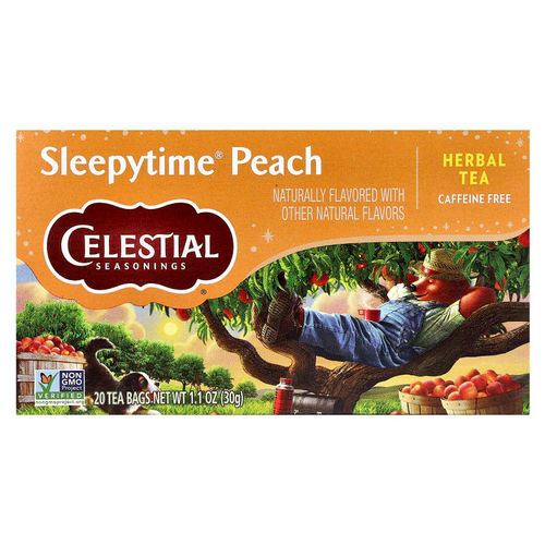 Celestial Seasonings, Sleepytime, травяной чай, без кофеина, персик, 20 чайных пакетиков, 29 г (1,0 унция)