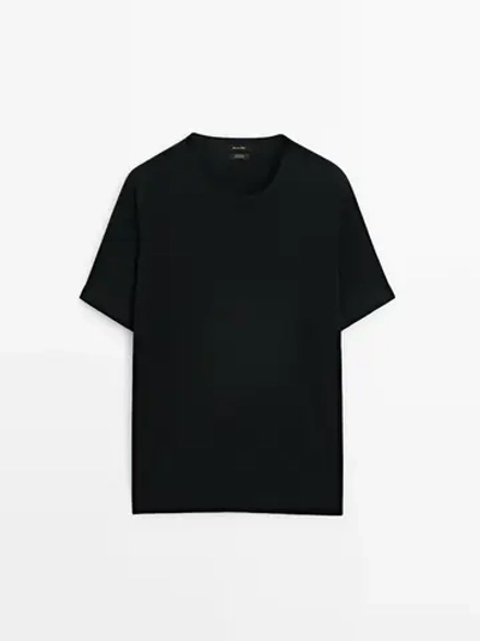 Massimo Dutti Футболка из 100% хлопка, черный