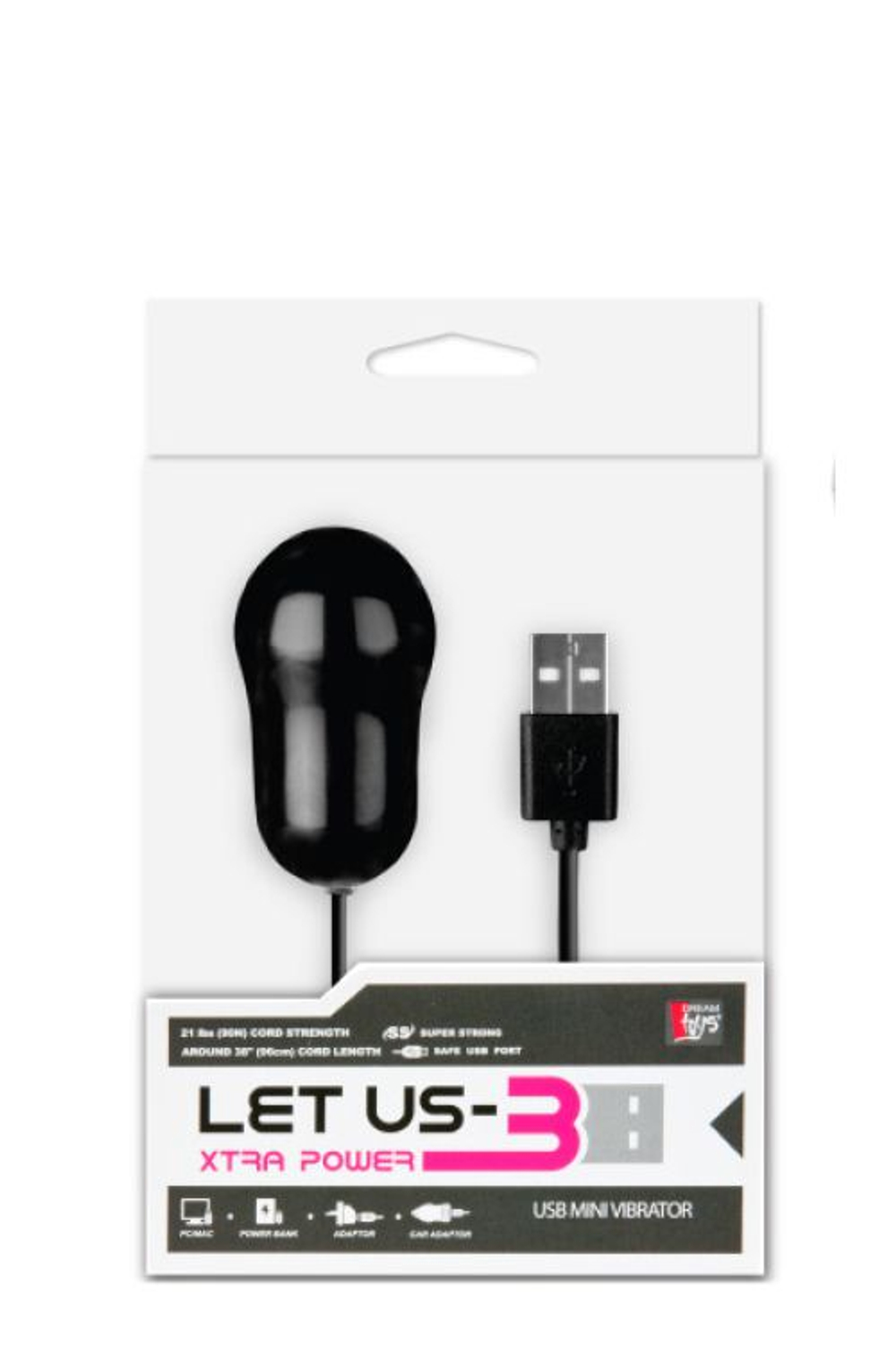 Чёрный вибростимулятор с питанием от USB LET US-B BULLET LARGE BLACK (Цвет: черный)